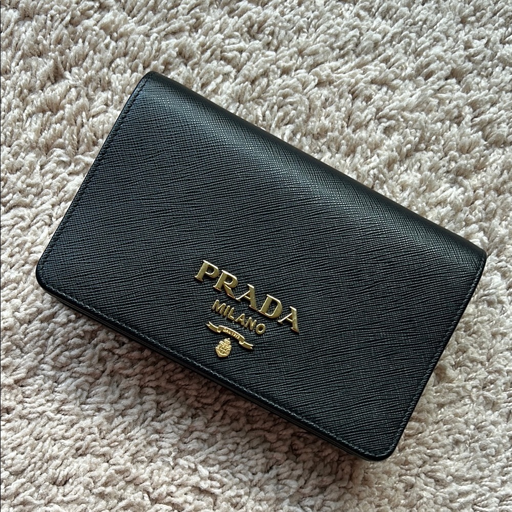 PRADA Black Saffiano Leather Mini Crossbody Bag